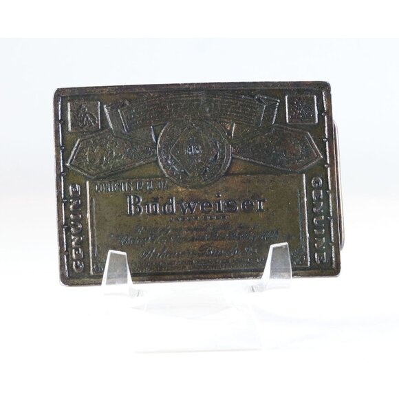 Belt Buckle Budweiser Beer 1970s Solid Brass Buckle Vintage - Picture 2 of 3